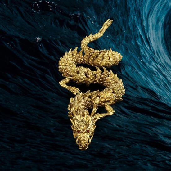 Фигурка китайского дракона, напечатанная на 3D-принтере, подвижные суставы, золотой Лун, фигурка дракона с артикуляцией