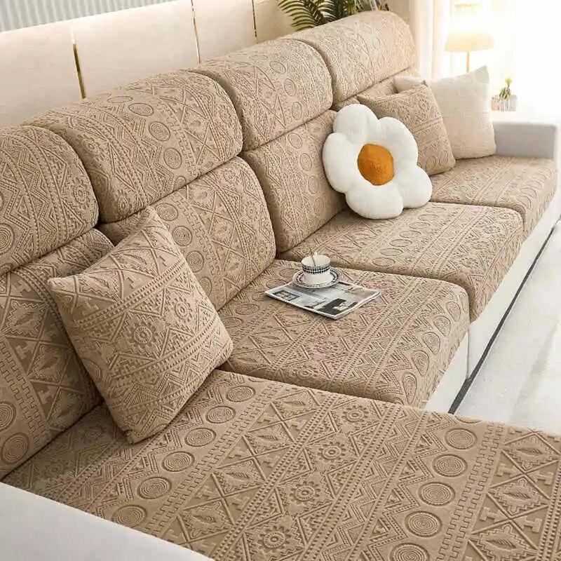 Эластичный регулируемый нескользящий чехол для диванной подушки, жаккардовые флисовые чехлы для углового дивана L-образной формы