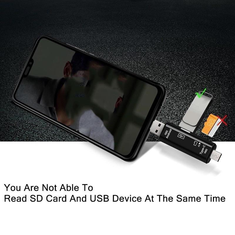 5 In 1 Multifunction Usb Type C Usb Micro Usb TF Memory Card Reader OTG Card Reader Adapter