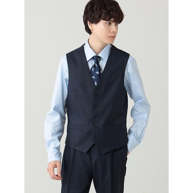 [Beams Heart] suit 130's glen check 3 buttons 3 piece suit men's NAVY XL