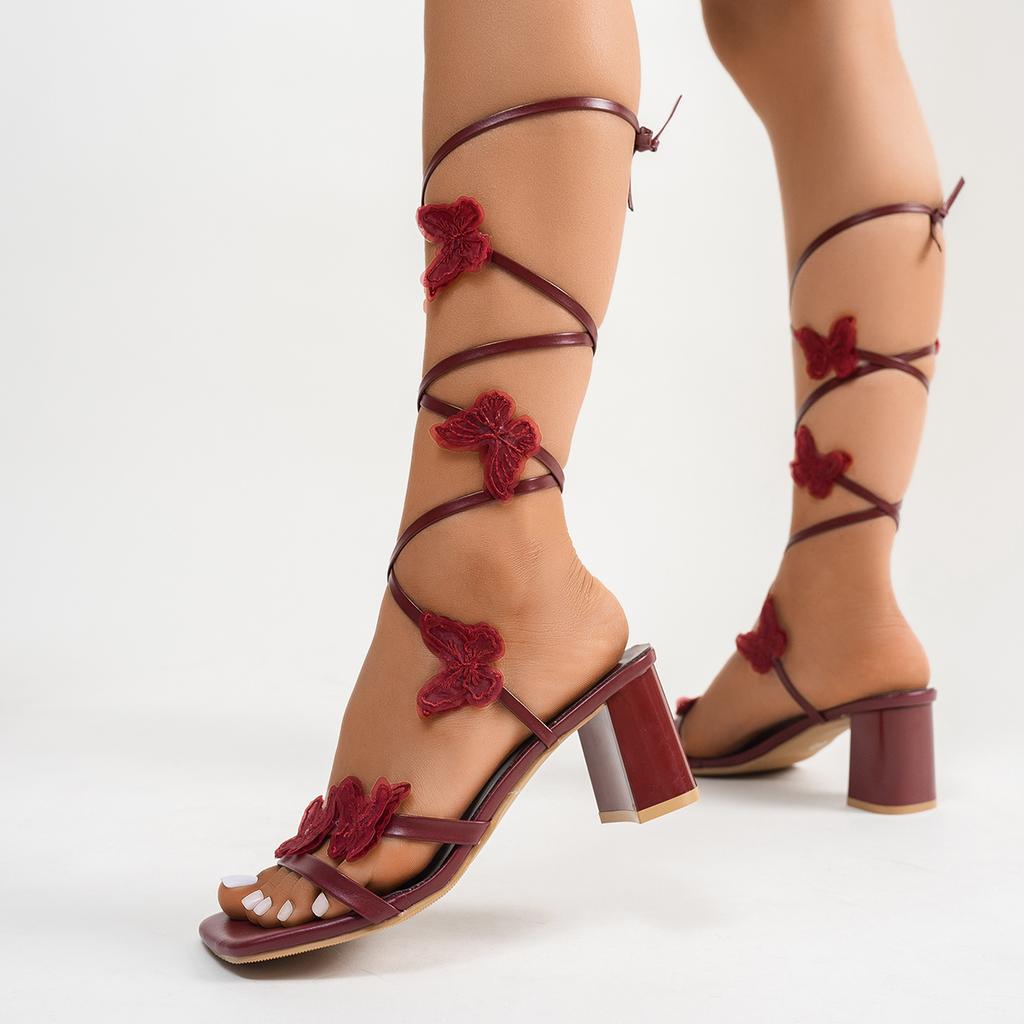 Women Sexy Ankle Sandals Elegant Comfortable Designer Shoes Transparent Platform Summer Butterfly Lace-up High Heels Sandals