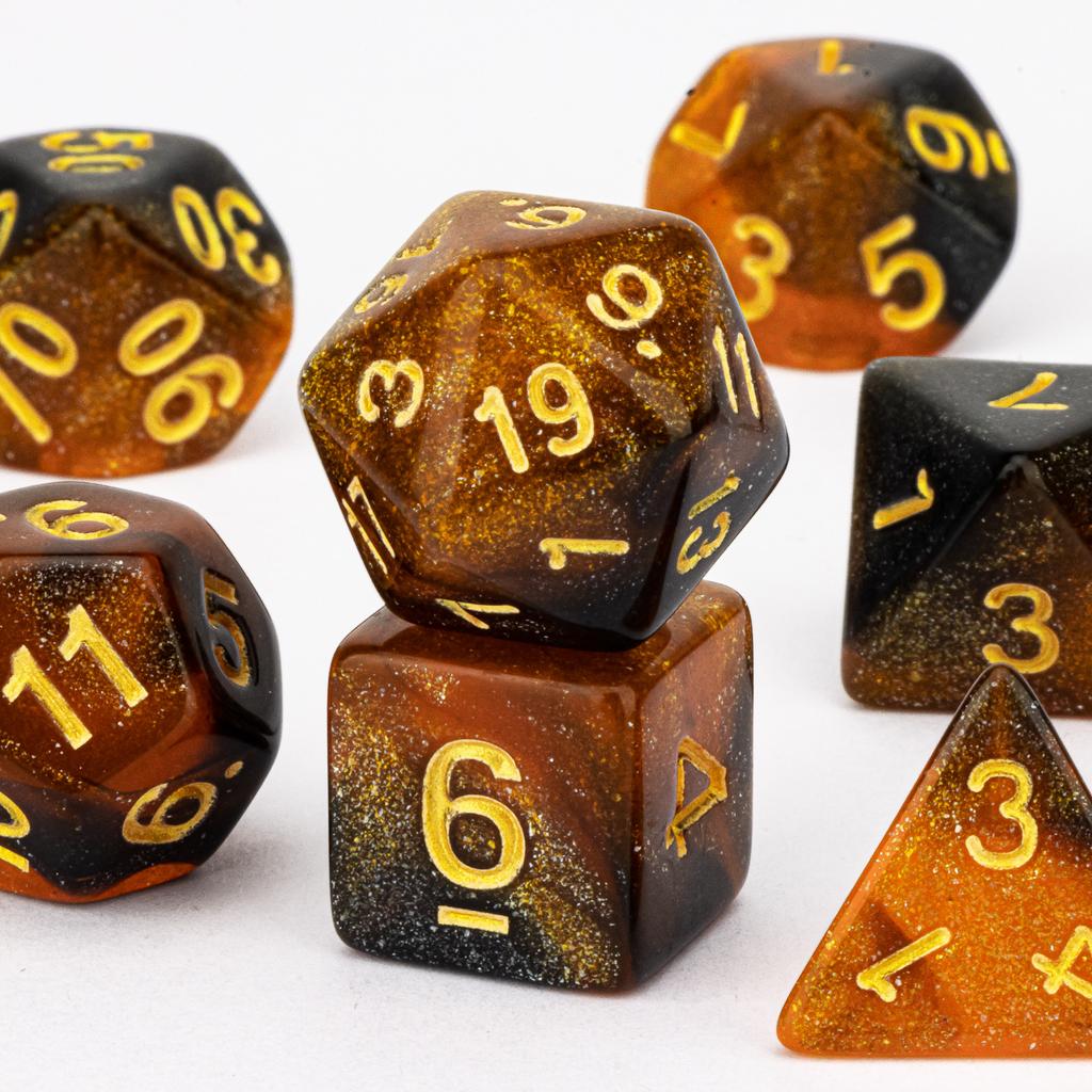 Набор кубиков из смолы с острыми краями ручной работы для TRPG, набор многогранных кубиков для подземелий и драконов, кубики из смолы D+D для настольных игр