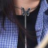 Silver Butterfly Chain Choker Zinc Zinc Alloy Butterfly Clavicle Chain Black Butterfly Necklace  Lady/Girls