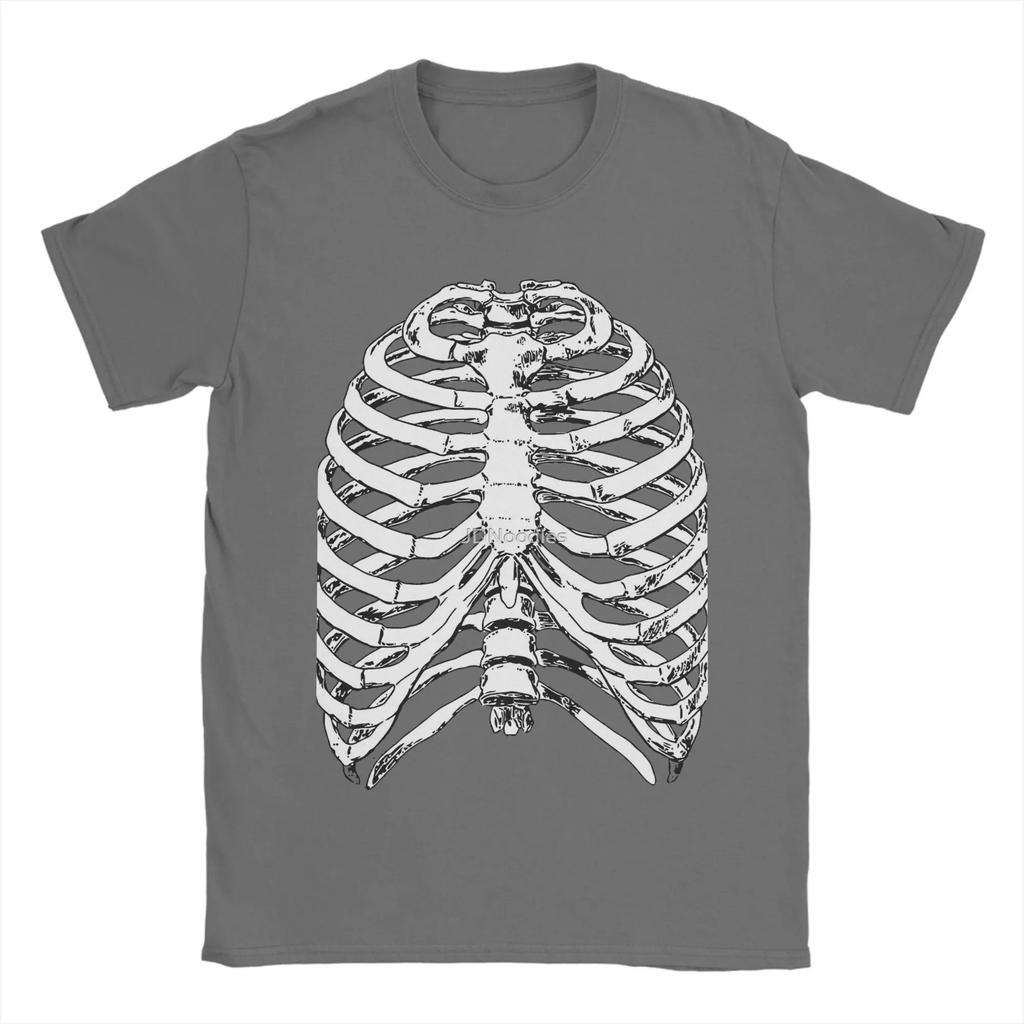 Rib Cage Skeleton Anatomy Graphic Tee Short Sleeve Breathable Cotton T-Shirt