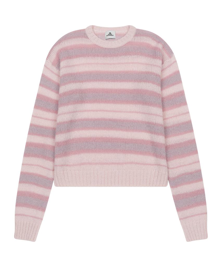 SUNDAY FRUIT MARKET Stripe Sun Knit Crew Pink