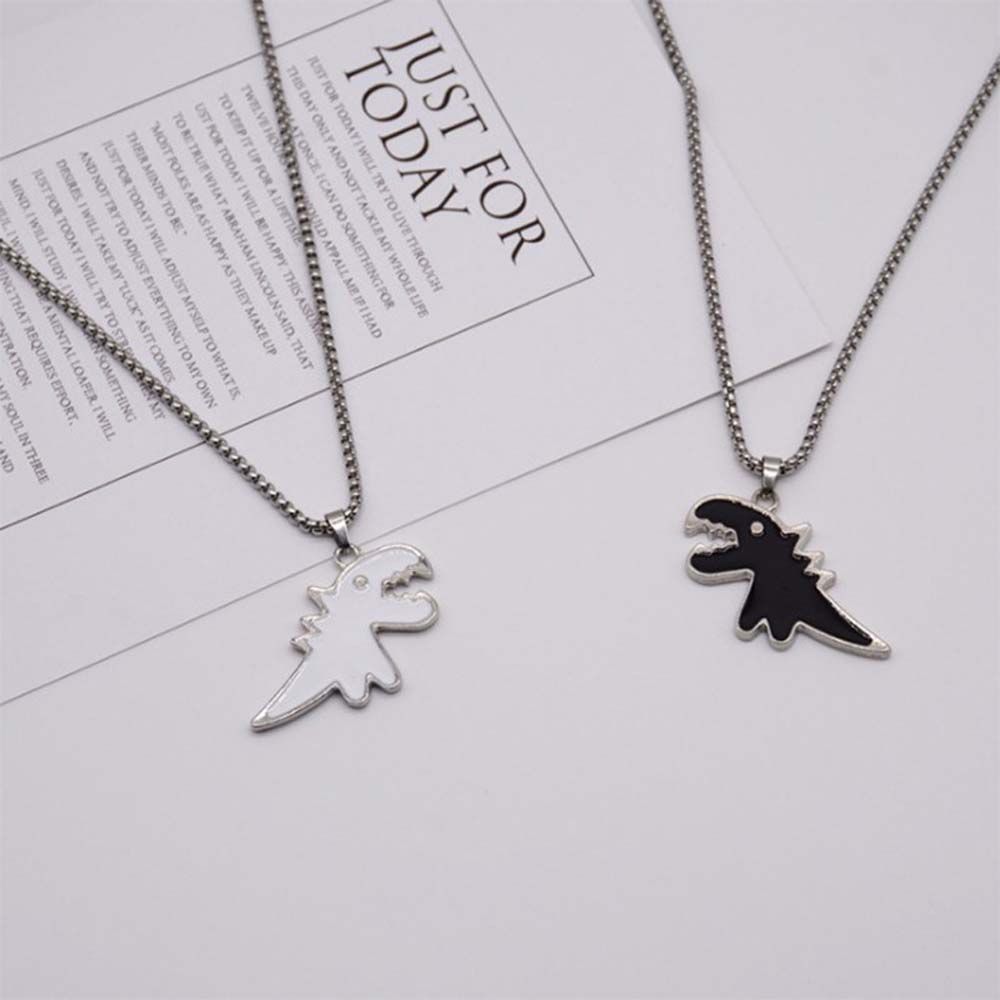 Черная подвеска-динозавр, металлические цепочки, ожерелье с динозавром, корейский стиль, парные ожерелья, цепочки для ключиц