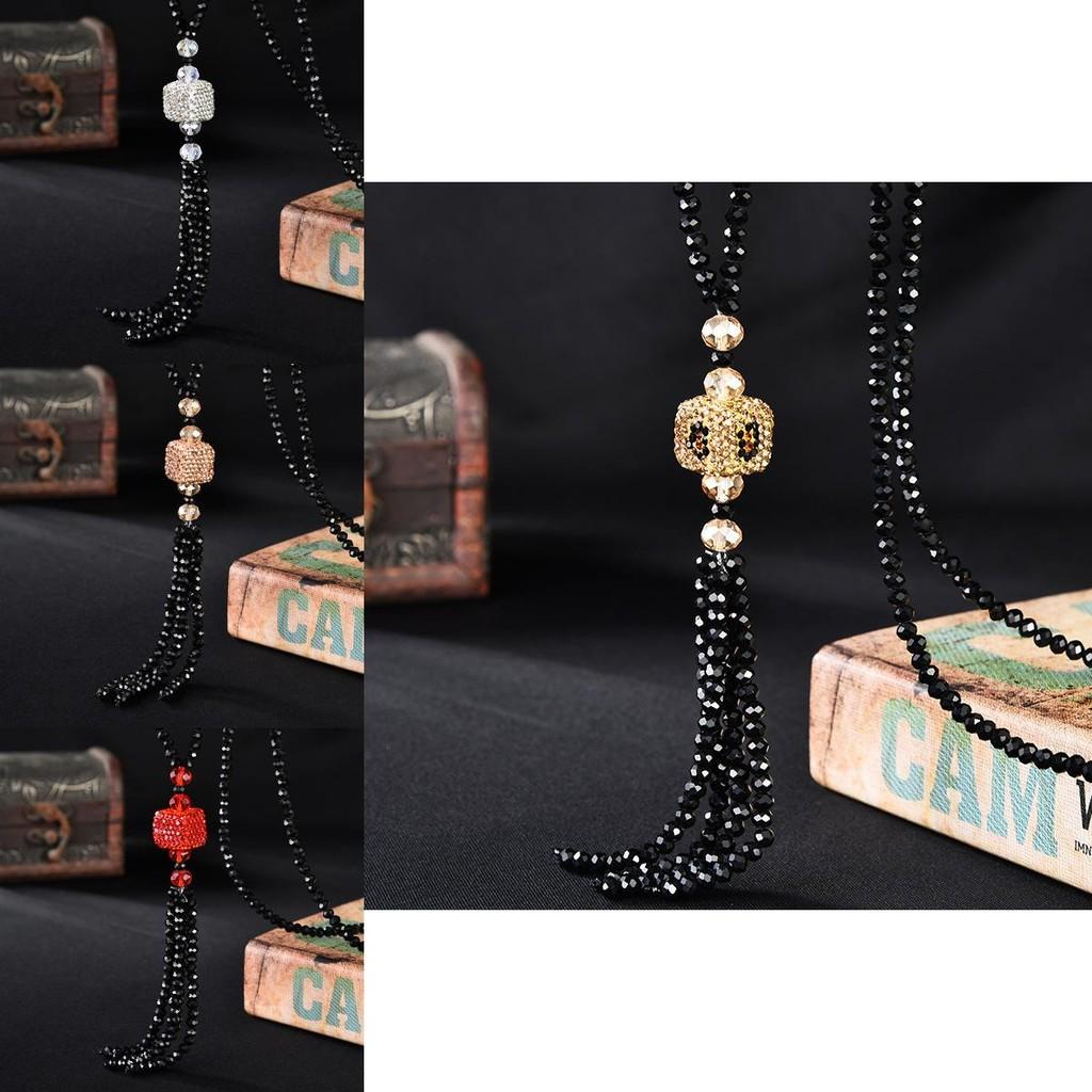 Элегантная хрустальная цепочка-колье для свитера, длинная, универсальный модный аксессуар для женщин