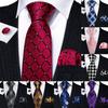 Plaid Neckties Mens Silk Tie and Pocket Square Cufflinks Set Formal Wedding Business