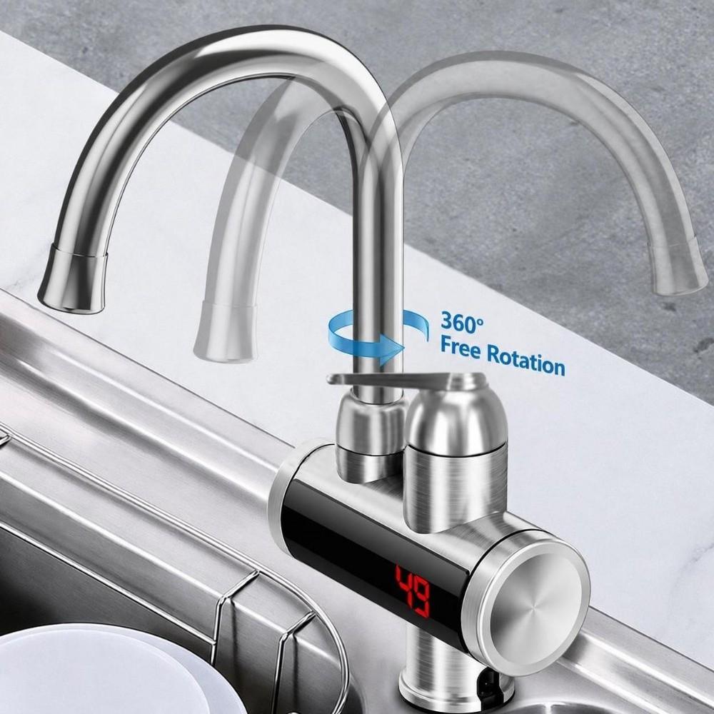 360° Rotating Electric Water Heater Faucet Digital Display Electric Hot Water Faucet  Bathroom