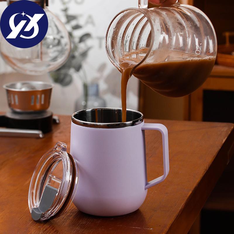 Дорожная кофейная кружка, чашки для воды с откидной крышкой, ручка, двухслойный пылесос, дорожная нержавеющая сталь