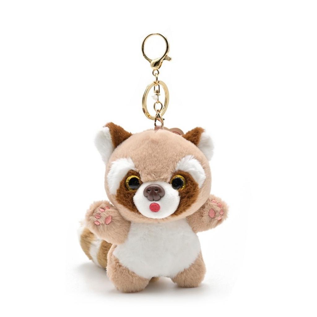 Cute Raccoon Plush Pendant Keychain 3D Eyes Lovely Long Tail Raccoon Plushies Ornament Backpack Accessorie Gift