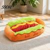 Cozy Indoor Cat Cave Hot Dog Bed, Cute Snuggle Removable Washable Pad, Funny Warm Sleeping Bed for Kittens Bun Plush Small Dogs Cats Soft Pet