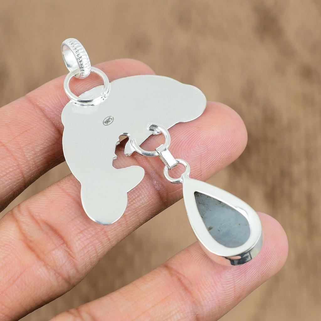 Natural Aquamarine Gemstone Pendant Fish 925 Sterling Silver Indian Jewelry