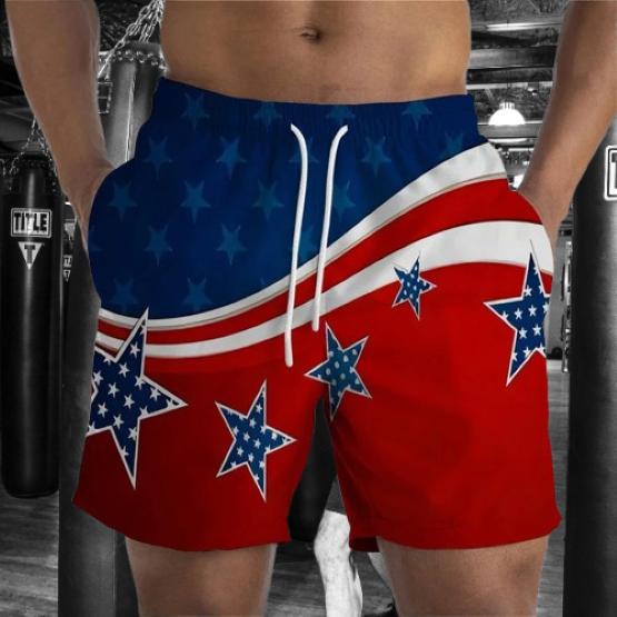 USA America United States Flag Boxing Muay Thai Kickboxing Shorts 3D Print Training Unisex Men Women Fitness Gym Sport Workout Casual Streetwear