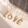 Copper Micro-Inlaid Colored Zircon 26 English Letters Personalized Individual Pendant Niche Hip-Hop Collarbone Chain