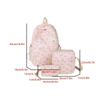 3 Pcs/Set Fashion Large Capacity Bow Backpack Nylon Bow Print School Bag Adjustable Strap Student Backpack