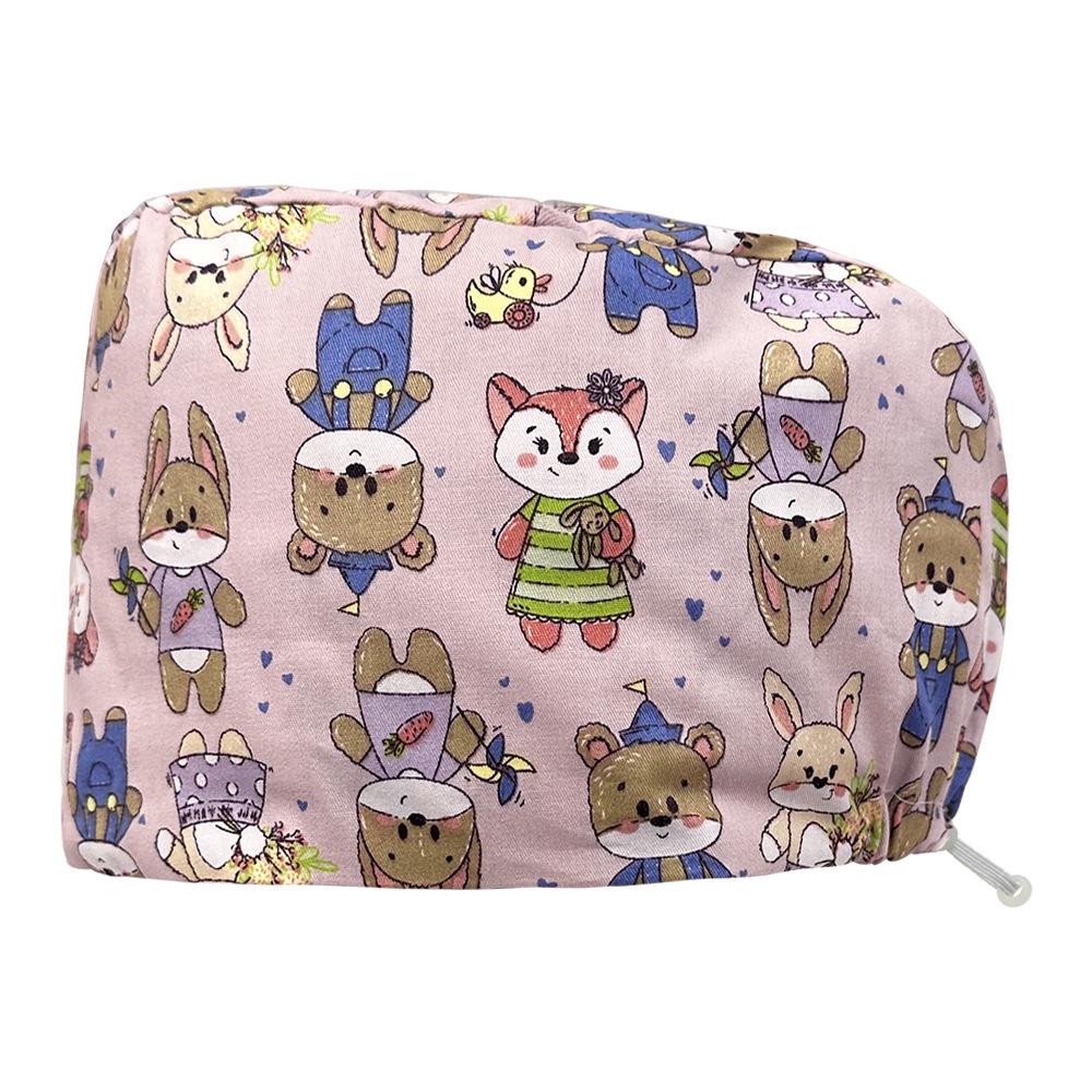 Хирургическая шапочка на кнопках с цветочным принтом для медсестер и врачей