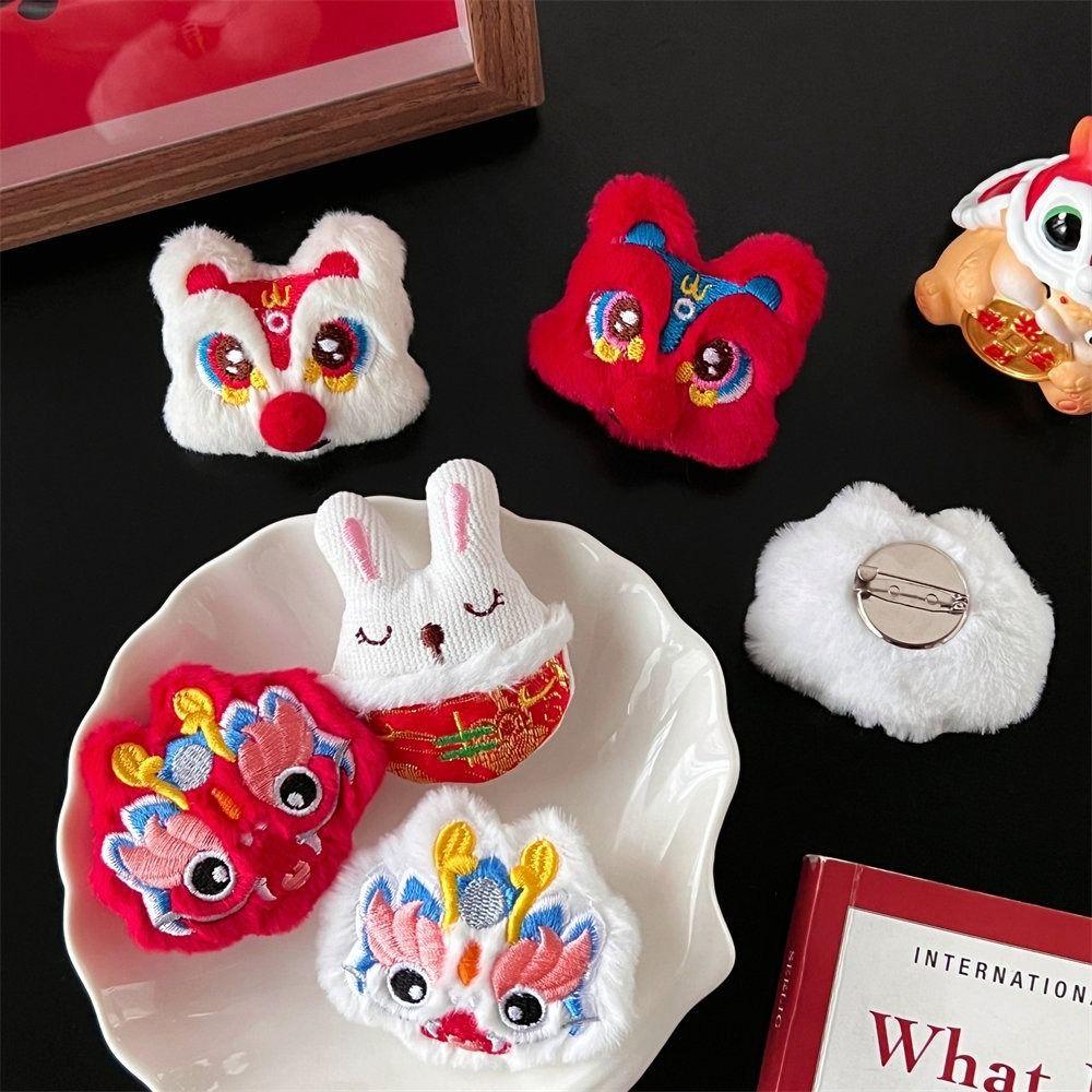 Dancing Lion Lion Dance Brooch Loong New Year Badge Cartoon Chinese Style Pin  Party