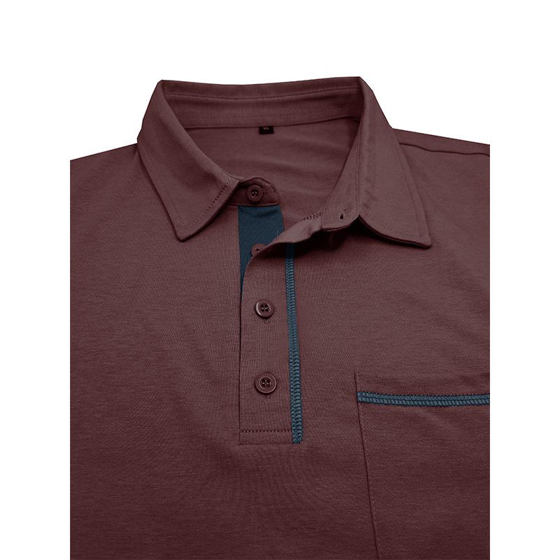 Autumn and Winter Men's Casual Long-sleeved Polo Men's Lapel T-shirt Colour Blocking Tops