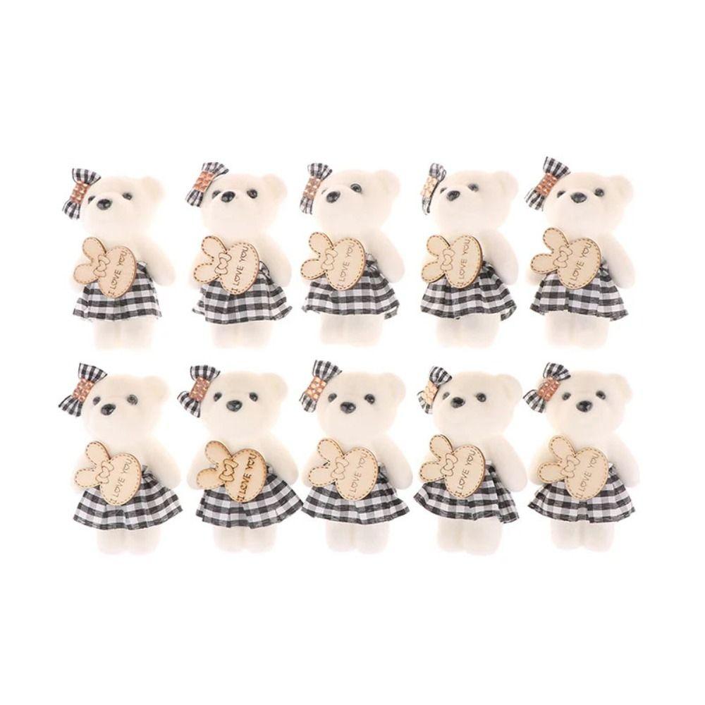 10pcs/bag Plush Doll Mini Bear Flower Bouquet Plush Animal Cartoon Bouquet Doll Girl Birthday Gift