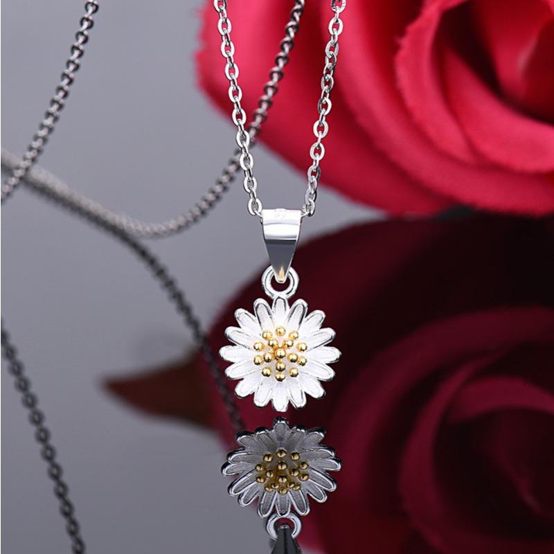 S925 Sterling Silver Necklace Fashion Korean Style Student Sterling Silver Chrysanthemum