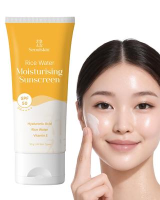 Увлажняющий солнцезащитный крем Seoulskin с рисовой водой | SPF 50 PA ++++ | Увлажняющий, Легкий и Нежирный | Без Белого Налета | Широкий Спектр UVA и UVB Защиты
