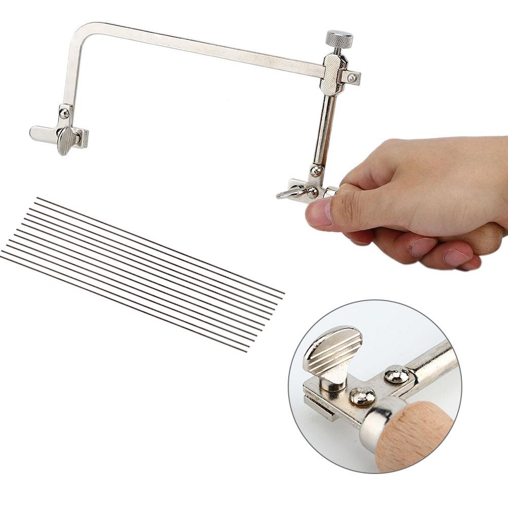 DIY Woodworking Steel Saw Jewelry Tool Making Cutting Wood Handle (Saw Bow+12 Saw Blade)