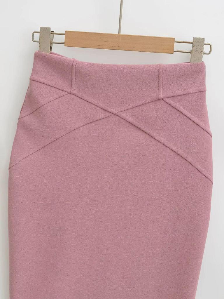 Корейская юбка-миди с высокой талией: 3D пэчворк, облегающий бедра, осенне-зимний стиль