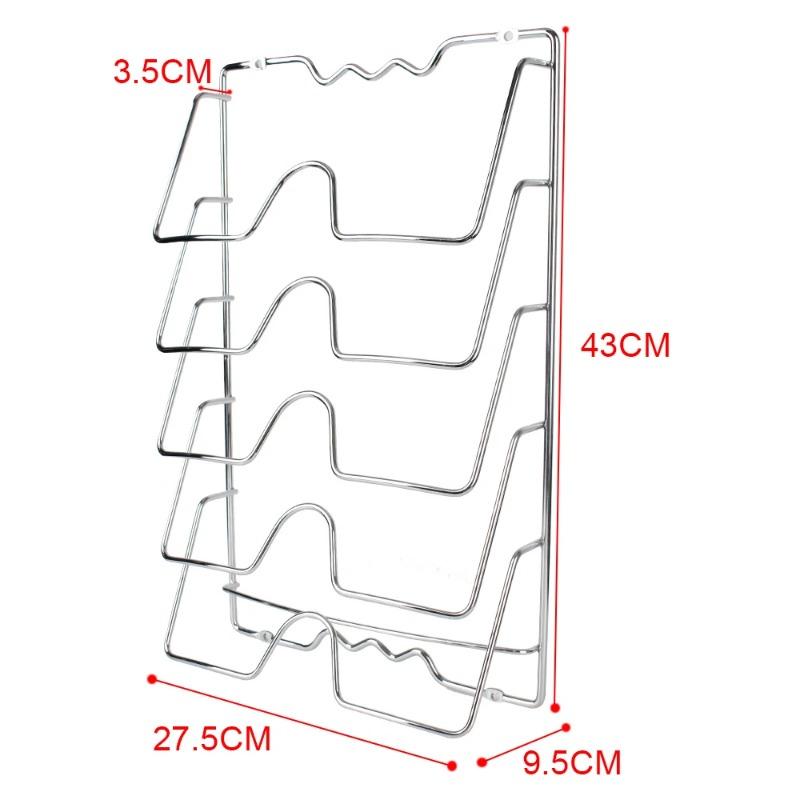 Кухонный органайзер, настенная полка для крышки кастрюли, пятислойная металлическая крышка для кастрюли, нержавеющая многофункциональная полка для хранения крышек для кастрюль