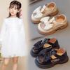 Girls' Leather Shoes 2025 Summer New Mesh Breathable Children's Half Pack of Sandals Bow Foreign Style Girl Princess Shoes