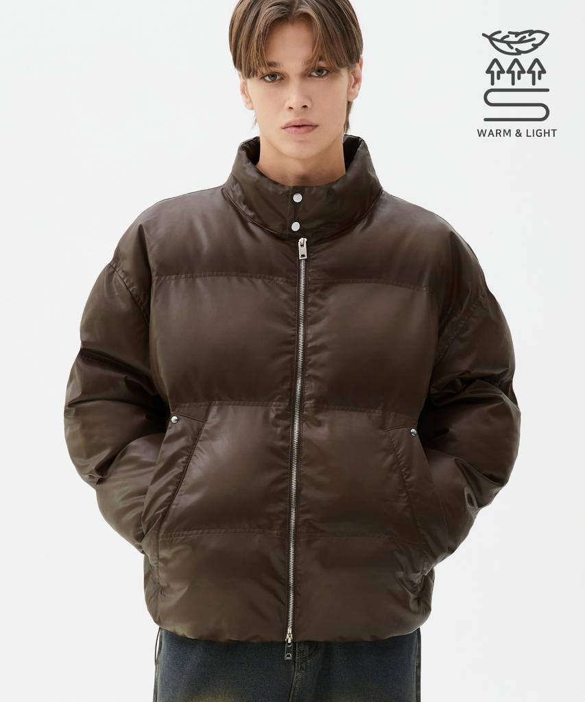 Короткая стеганая куртка Trillion Biker из веганской кожи (коричневый)