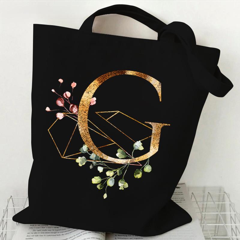 Сумка из холста с принтом, женская сумка на плечо, модная женская сумка с цветочным принтом и буквами, сумка-тоут с буквами алфавита