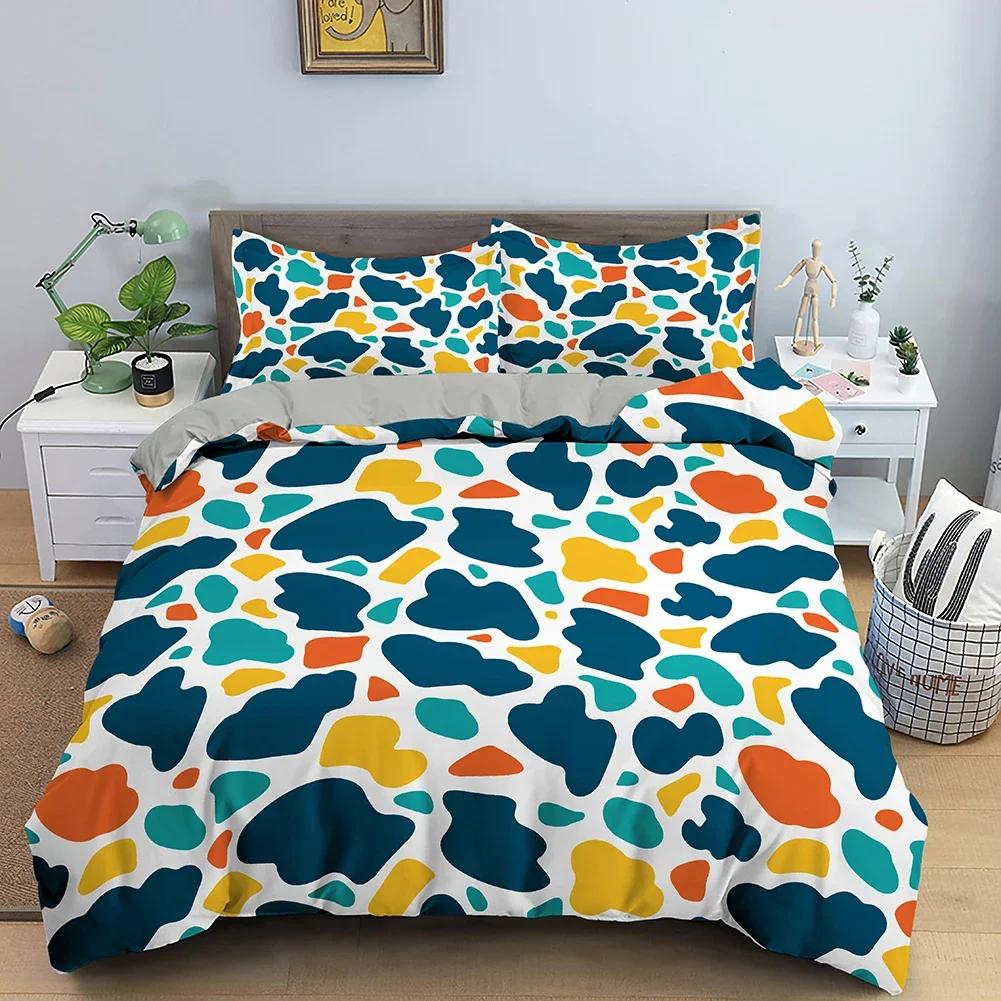 Colorful Spots Print Comfortable Duvet Quilt Cover Pillowcase Bedding Set Children Bedroom Decoration Home Textile