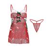 Rose-Inspired Sexy Sheer Mesh Christmas Lingerie Set 4930: Elegant Low-Cut Temptation Slip Dress