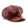 Keep Warm Vintage PU Beret Cap Solid Color Unisex Plain Hat  Autumn and Winter