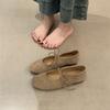 Round Head Strap Suede Flat Bottom Ballet Shallow Mouth Soft Bottom Comfortable Long Station Commuter Small Single Shoes New Mary Jane Ladyshoes