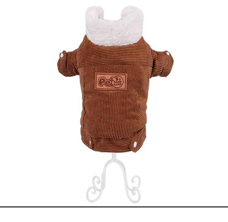 Утепленная вельветовая хлопковая куртка для щенков на осень/зиму - Плюшевая одежда для питомцев