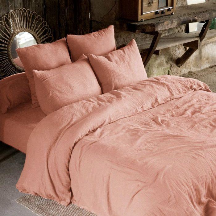 Pillowcase "Gaïa" 60 X 60 Cm &; 50 X 70 Cm "Cotton Gauze" - Gaia Pink Peach - 50 X 70 Cm