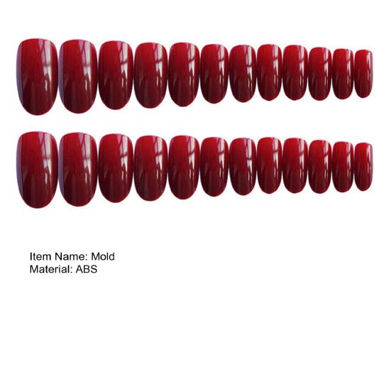 24Pcs Gel Fake Nails with Glue Removable Full Cover Wine Red French Tips DIY Nail Art