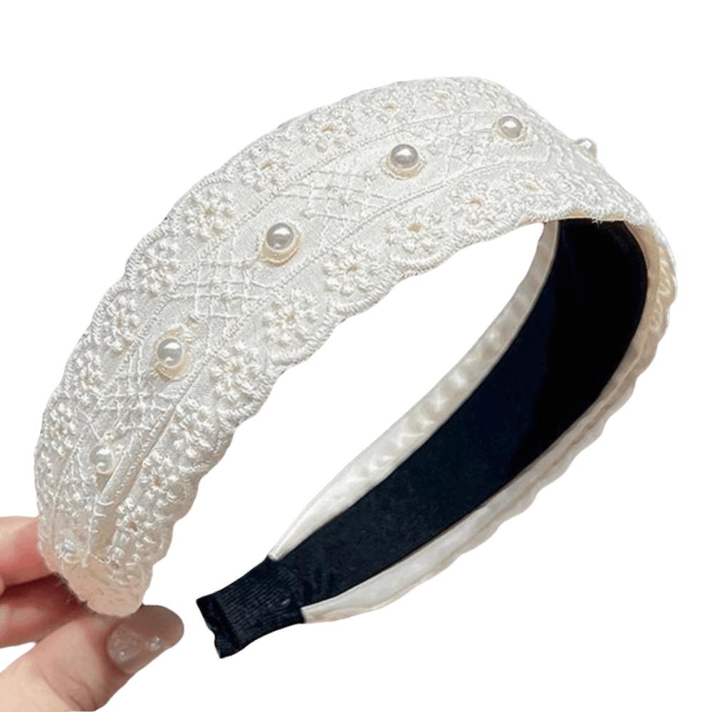 Beige Headband Wide Edge Pearl Hair Band Elegant Hair Hoop Hair Women Accessories