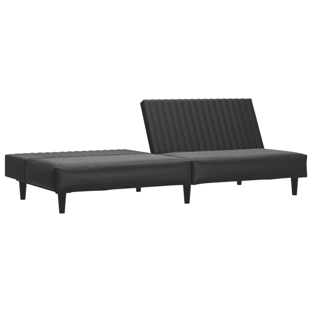 2 Seater Sofa Bed in Black Artificial Leather