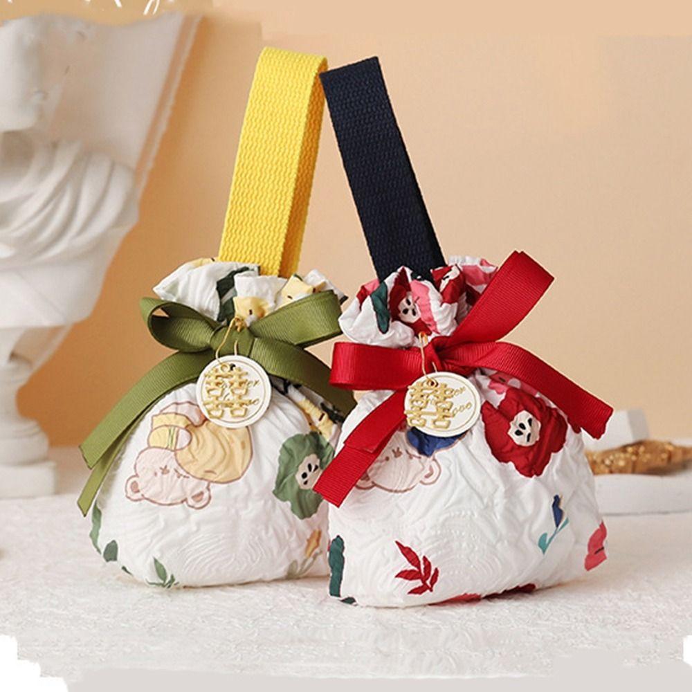 Large Capacity Festive Sugar Bag Bowknot Red Handbag Wedding Candy Bag Festival