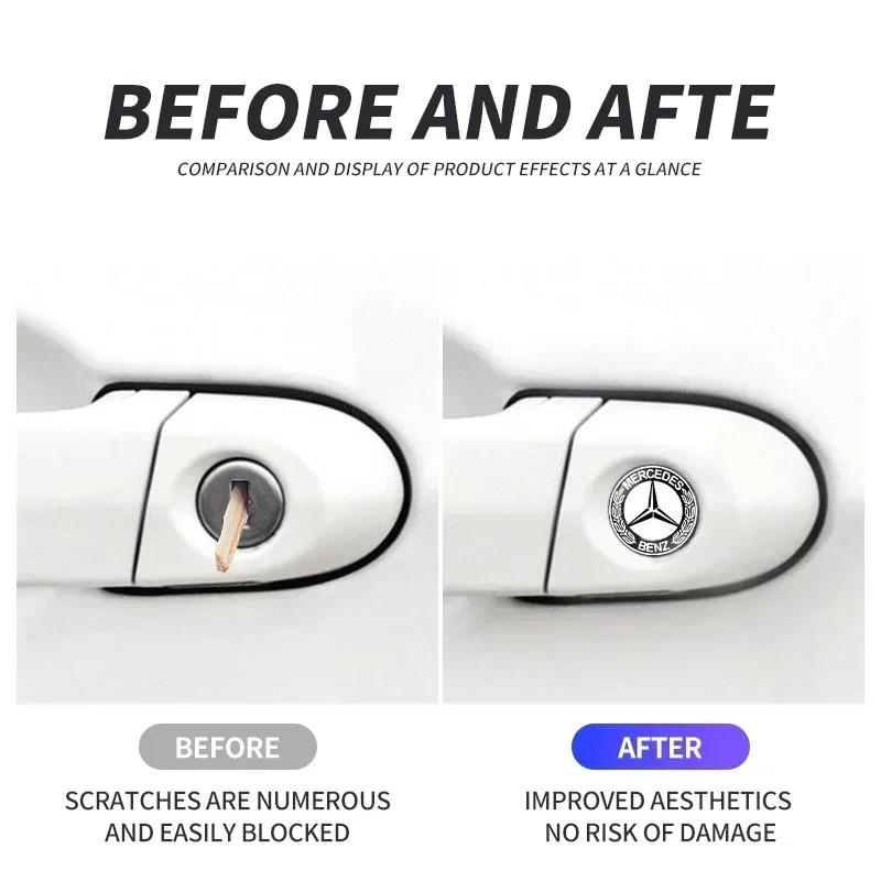 JRQEY1 2/5/10pcs Car Lock Keyhole Stickers Decoration Protection For Mercedes Benz C180 C200 C260 C300 W108 AMG CLA W206 W220 W211