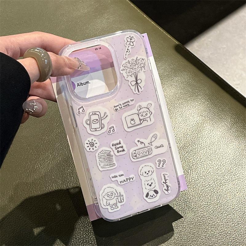 Чехол для телефона IMD для iPhone 11 13 16 Pro Max Чехол для iPhone 13 14 15 Pro Max 12 13 Pro Max 13 Pro 14 Pro Мультяшный милый цветок животное Ударопрочный износостойкий