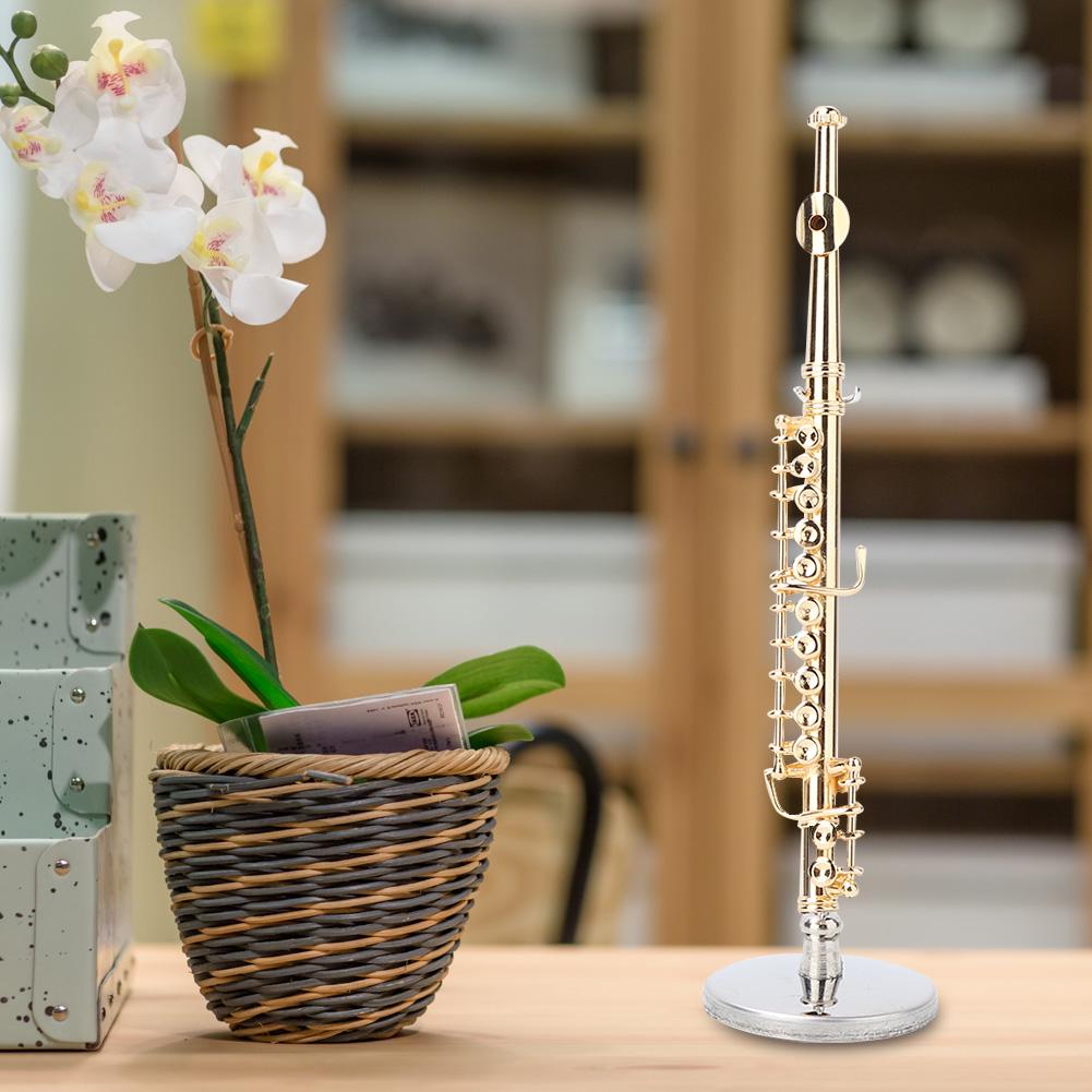 11CM Mini Gold Flute Model Musical Instrument Model Musical Gifts Home Decor Ornaments