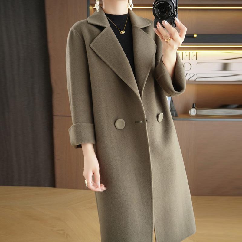 Женское пальто из 100% шерсти TIDENOVEL Осеннее шерстяное длинное пальто Ручной работы Пальто-бушлат Зимняя теплая шерстяная длинная куртка Пальто