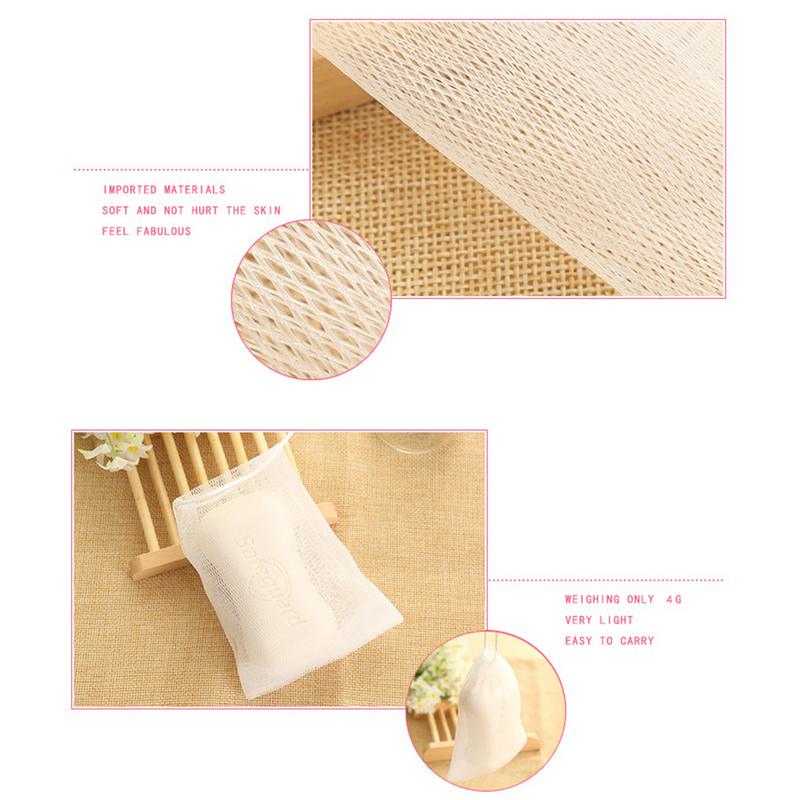 Foaming Net Soap Bag Bathroom Soap Foaming Net Foaming Cleaning Bath Soap Net Drawstring Bag Home Bathroom Exfoliating Supplies