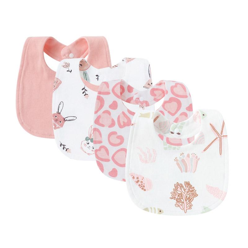 4Pcs-set Baby Bibs Burp Clothes Cartoon Newborn Saliva Towels for Girls Boys Cotton Kids Apron Infant Accessories Toddler Bibs