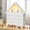 Advent calendar Christmas decoration Christmas decor, 24 drawers, LED lights, 39 cm x 9 cm x 42 cm, white + green