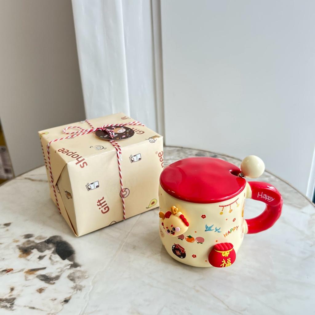 Подарок на Новый год для девочек Год Дракона Чашка Маленький подарок для лучших друзей Подруга Практичная чашка для воды Креативная подарочная коробка Кружка